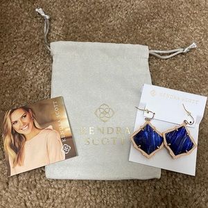 Kendra Scott Navy Blue Kristen Rose Gold Drop Earrings